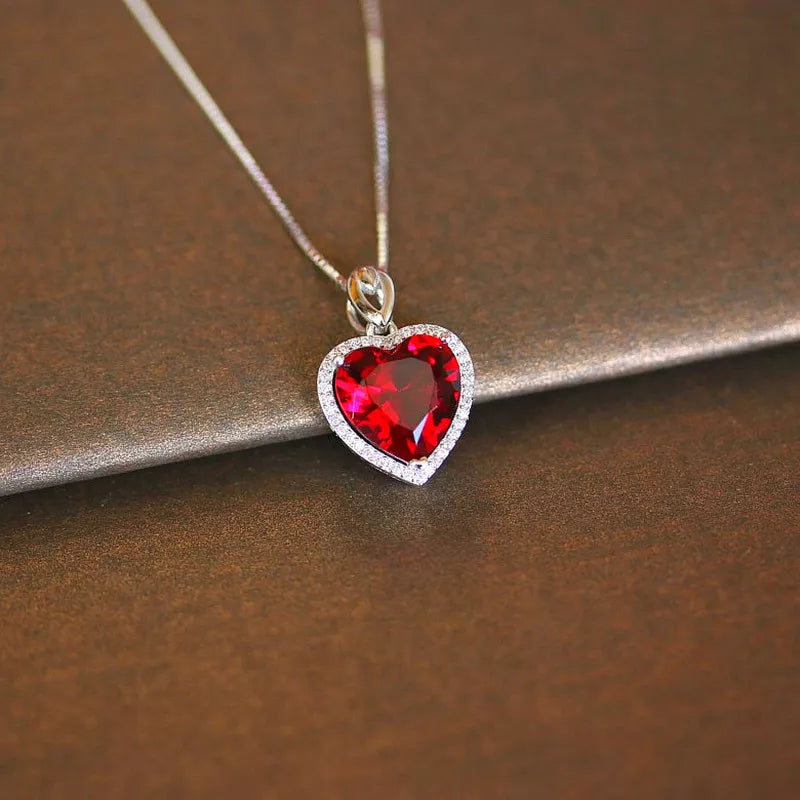 D'Galillea™ Charm En Forma De Corazón De Rubí Y Zafiro