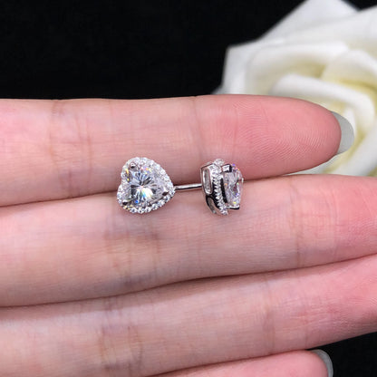 D'Galillea™ Moissanite And White Gold Heart Shaped Earrings