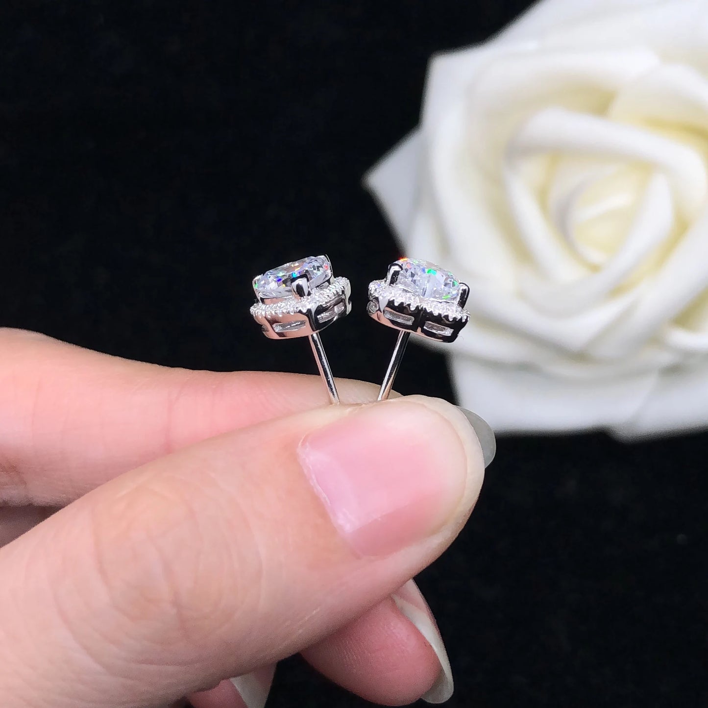 D'Galillea™ Moissanite And White Gold Heart Shaped Earrings