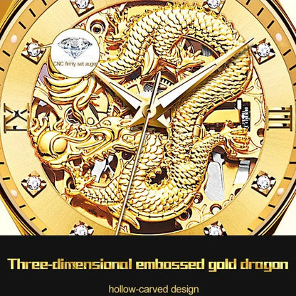 Golden Dragon: Watch with 18K Gold Plated Steel Strap