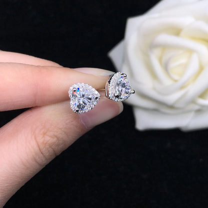 D'Galillea™ Moissanite And White Gold Heart Shaped Earrings